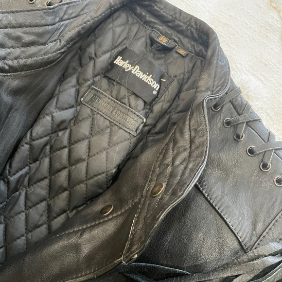 Harley-Davidson Leathers Fringe Jacket – Black – Size 38 Quilted Liner - Picture 3 of 6